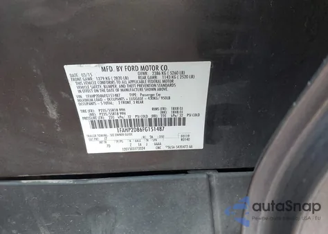 2015 Ford Taurus Se z USA, uszkodzony, nr VIN 1FAHP2D86FG151487